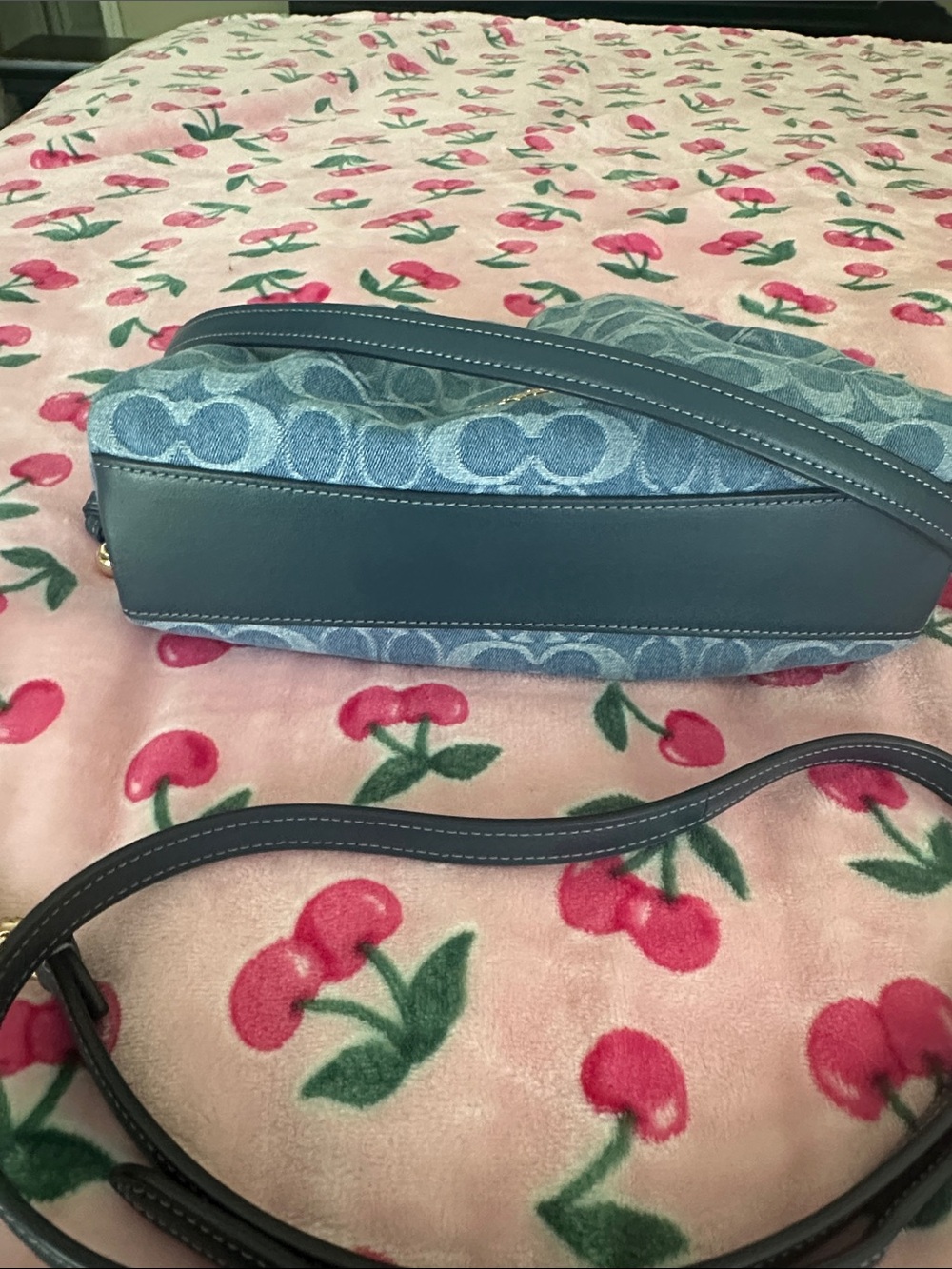 Coach Light Blue Denim Signature Ruched Shoulder Bag - Picture 4 of 11